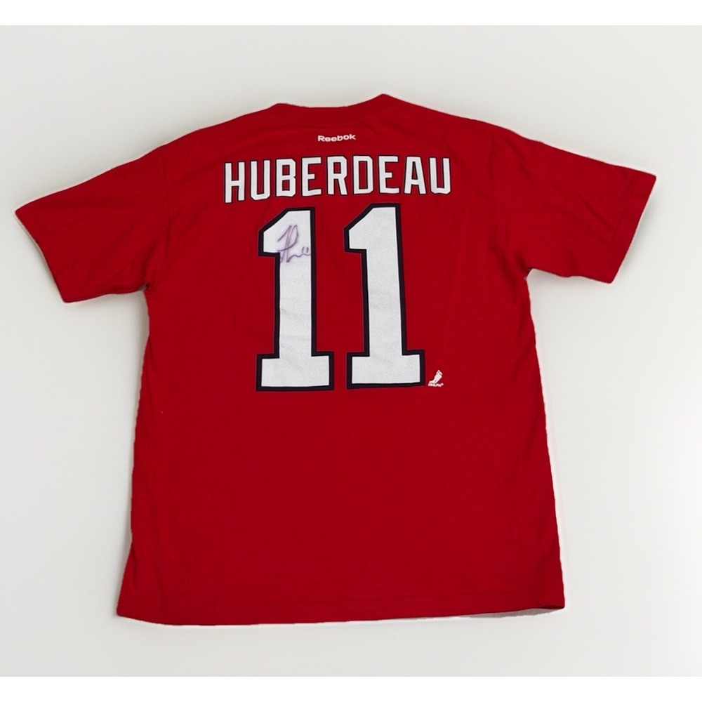 Reebok NHL Florida Panthers #11 Jonathan Huberdeau SIGNED Red T-Shirt Size M